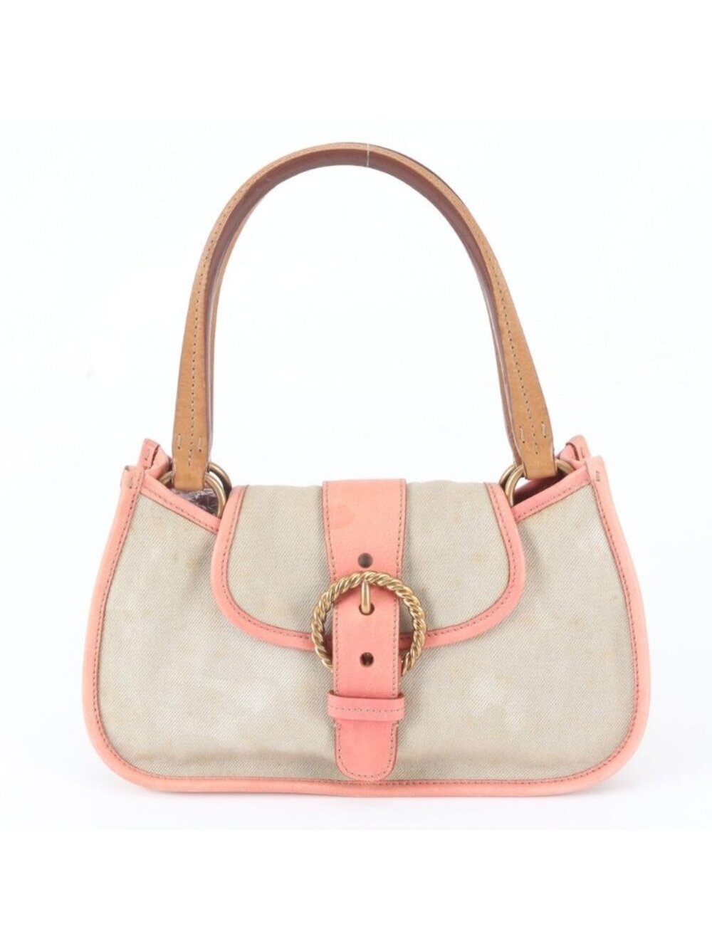 Miu Miu Leather Handbag Tote Shoulder Beige